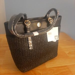 Anne Klein straw faux lether Tote bag